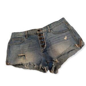 Stella Laguna Beach button jean distressed shorts